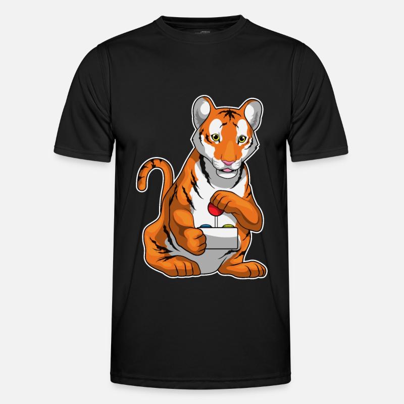 Tiger Gamer Controller - Männer Funktions-T-Shirt - Schwarz