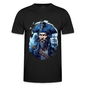 Pirate Skull Jolly Roger Costume Gift - Men's Functional T-Shirt - black - Front - AI Model Male 178 dark (178cm)