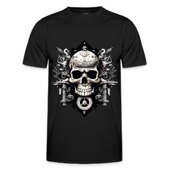 Totenkopf Abstrakt Street Art - Männer Funktions-T-Shirt - Schwarz - Vorne - AI Model Male 178 dark (178cm)