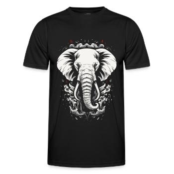 Eléphant Afrique Motif animal Animaux sauvages Animaux - T-shirt sport Homme - noir - Devant - AI Model Male 178 dark (178cm)
