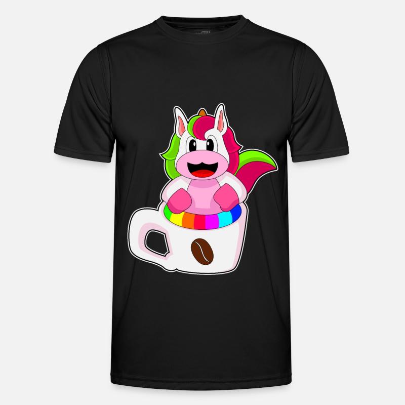 Einhorn Kaffee Kaffeebecher - Männer Funktions-T-Shirt - Schwarz