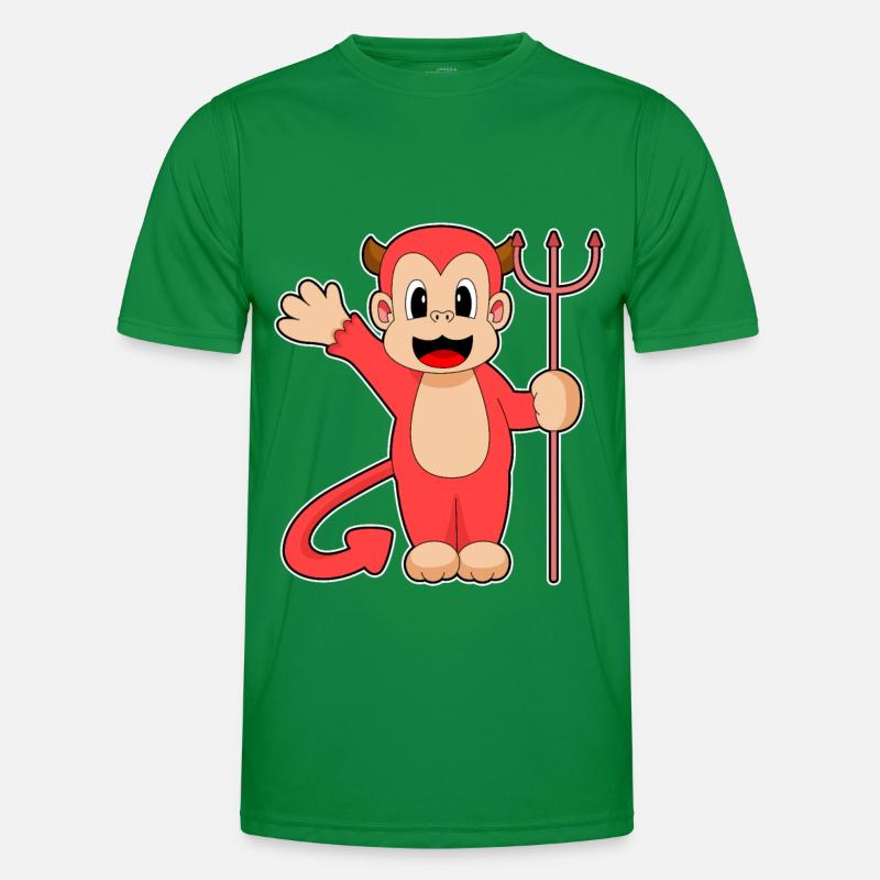 Singe Halloween Devil Trident T-shirt sport Homme