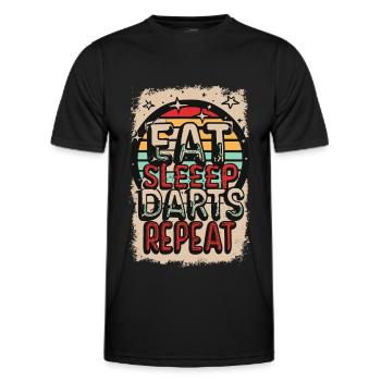 Eat Sleep Darts Repeat Dart Spruch - Männer Funktions-T-Shirt - Schwarz - Vorne - AI Model Male 178 dark (178cm)