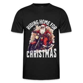 Weihnachtsmann Motorrad Sonnenbrille Weihnachten - Männer Funktions-T-Shirt - Schwarz - Vorne - AI Model Male 178 dark (178cm)