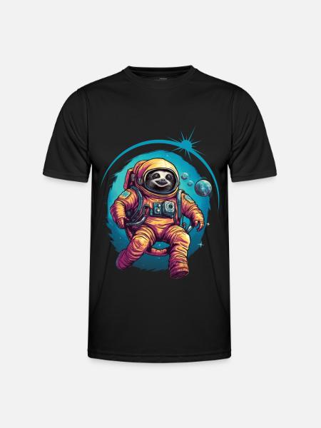 Sloth Astronaut Space Space Gift - Men's Functional T-Shirt - black