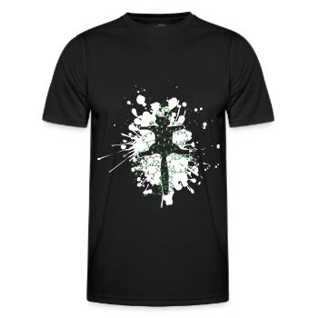 Lustige Miezekatze von Weihnachtsbaum überfahren - Männer Funktions-T-Shirt - Schwarz - Vorne - AI Model Male 178 dark (178cm)