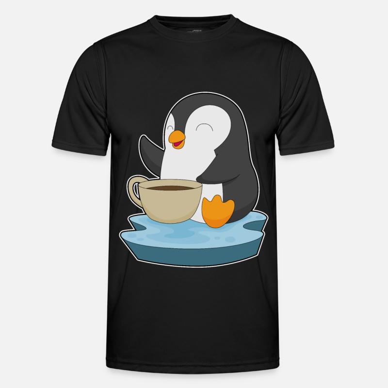 Penguin Coffee Mug - Men's Functional T-Shirt - black