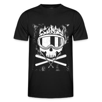 Crâne, ski, après-ski, sports d'hiver, vacances au ski - T-shirt sport Homme - noir - Devant - AI Model Male 178 dark (178cm)