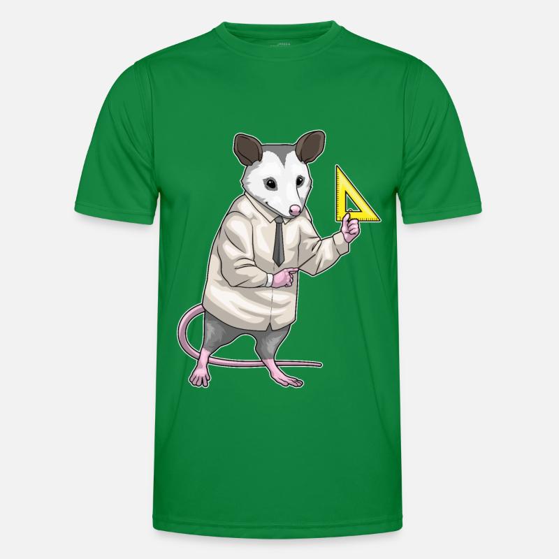 Opossum Teacher Triangle Ruler Math Men's Functional T-Shirt