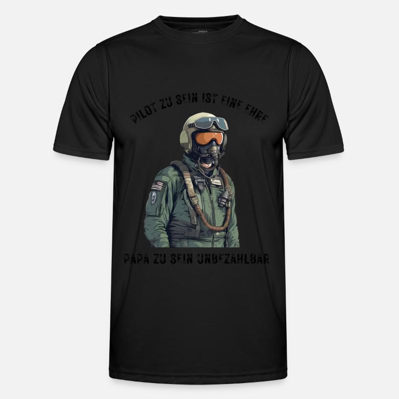 Papa Pilot Militär Männer Funktions-T-Shirt