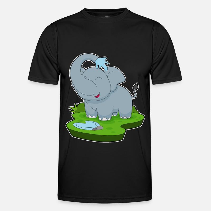 Elephant Bathing Water - Men's Functional T-Shirt - black