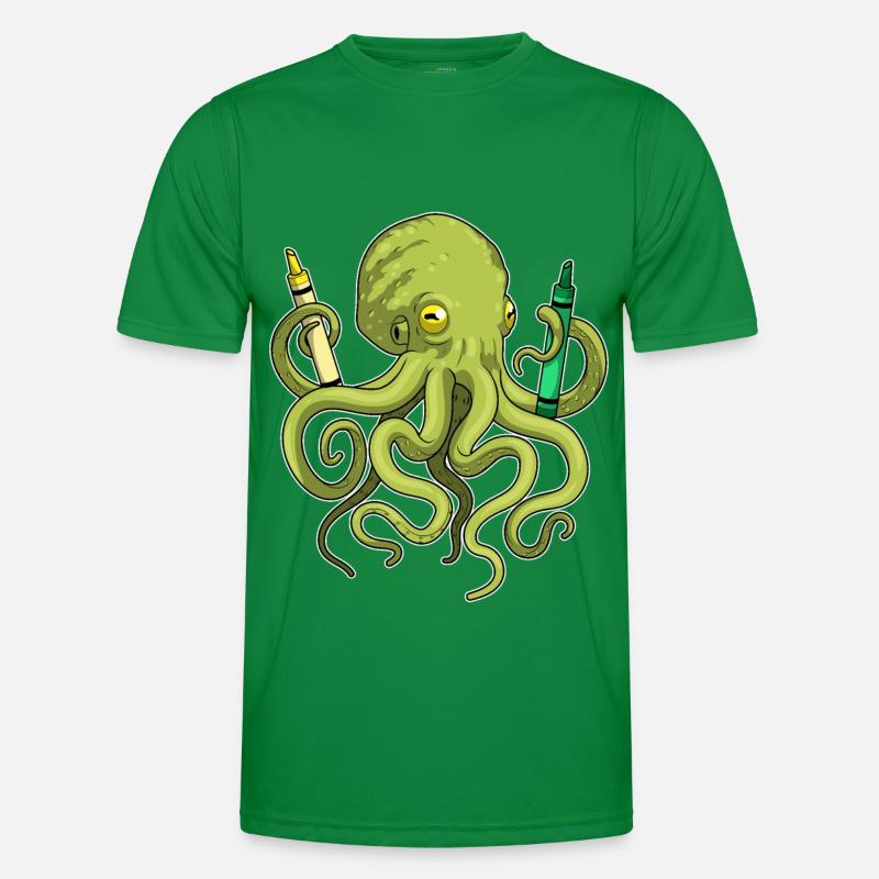 École de crayons de couleur Octopus Pupil T-shirt sport Homme