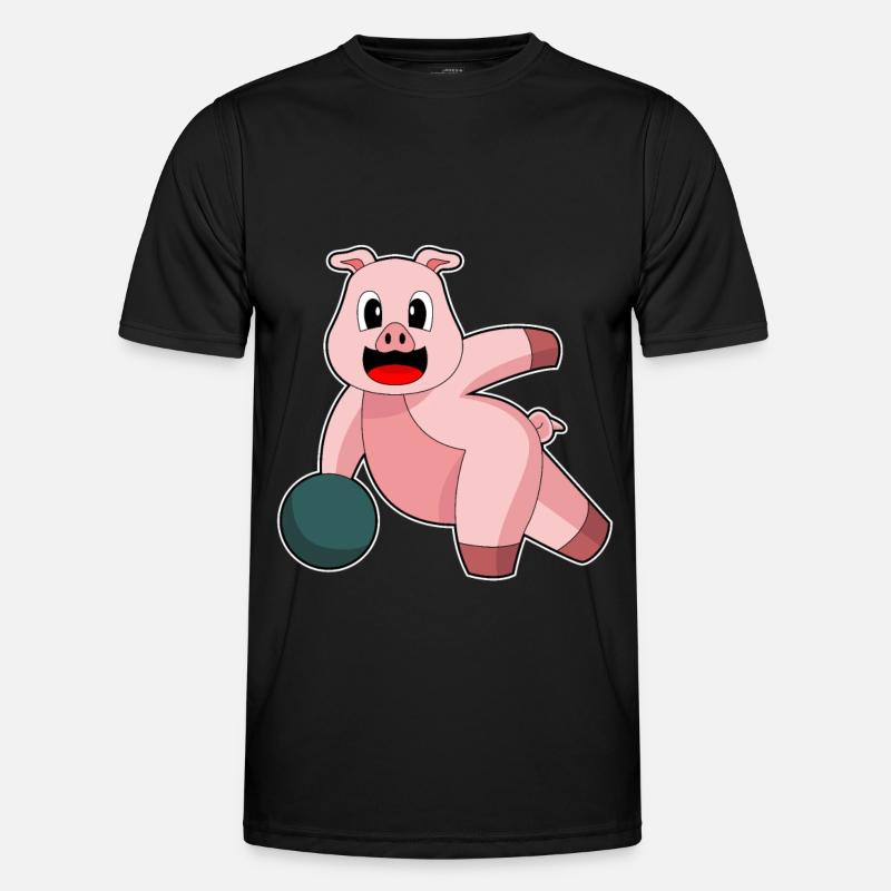 Pig Bowling Bowling Ball - Men's Functional T-Shirt - black