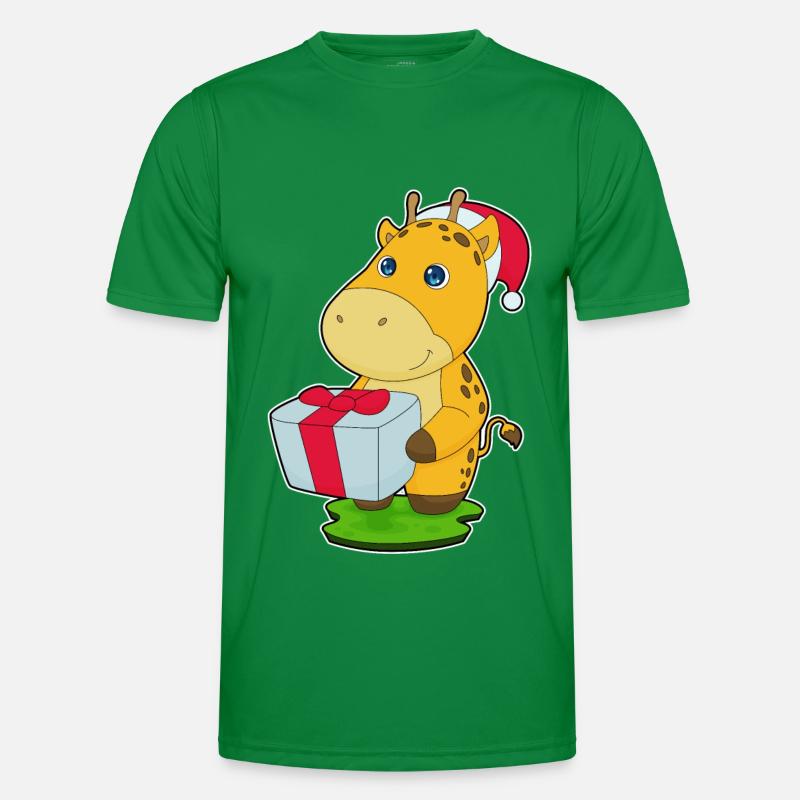 Giraffe Christmas Package Men's Functional T-Shirt