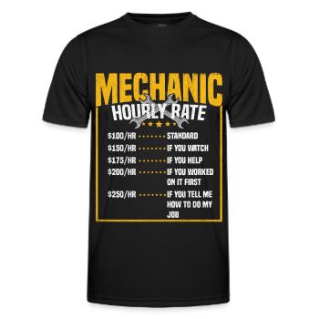 MECHANIKER-STUNDENSATZ - Männer Funktions-T-Shirt - Schwarz - Vorne - AI Model Male 178 dark (178cm)