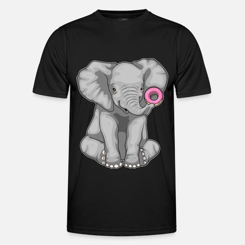 Elefant Donut - Männer Funktions-T-Shirt - Schwarz