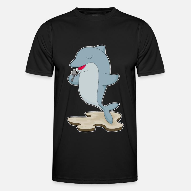 Dolphin Singer Microphone Music - Men's Functional T-Shirt - black