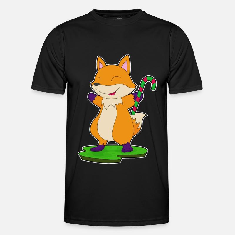 Fox candy cane - Men's Functional T-Shirt - black