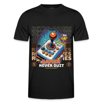 Retro Gamer Joystick / Controller Konsolenspiele - Männer Funktions-T-Shirt - Schwarz - Vorne - AI Model Male 178 dark (178cm)