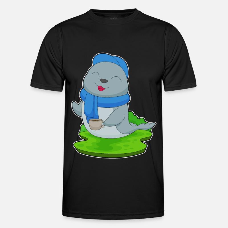 Seal Coffee Mug - Men's Functional T-Shirt - black
