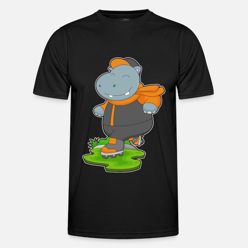 Nilpferd Inline skating Rollschuhe - Männer Funktions-T-Shirt - Schwarz