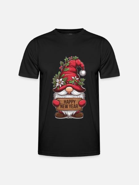 Gnom Zwerg Happy New Year - Männer Funktions-T-Shirt - Schwarz