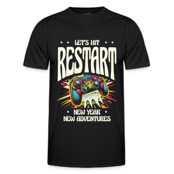 Lasst Neustart, neues Jahr, neue Abenteuer klicken - Männer Funktions-T-Shirt - Schwarz - Vorne - AI Model Male 178 dark (178cm)