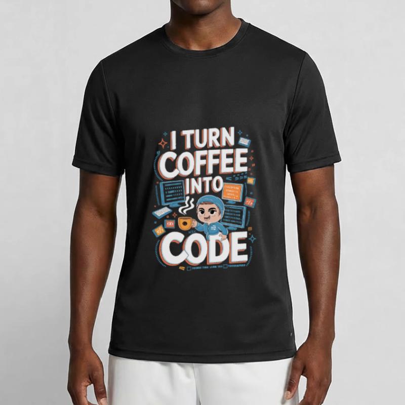 Kaffee und Code – Lustiges Programmierer Design Männer Funktions-T-Shirt
