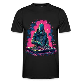 Alien Extraterrestrial DJ Music - Men's Functional T-Shirt - black - Front - AI Model Male 178 dark (178cm)