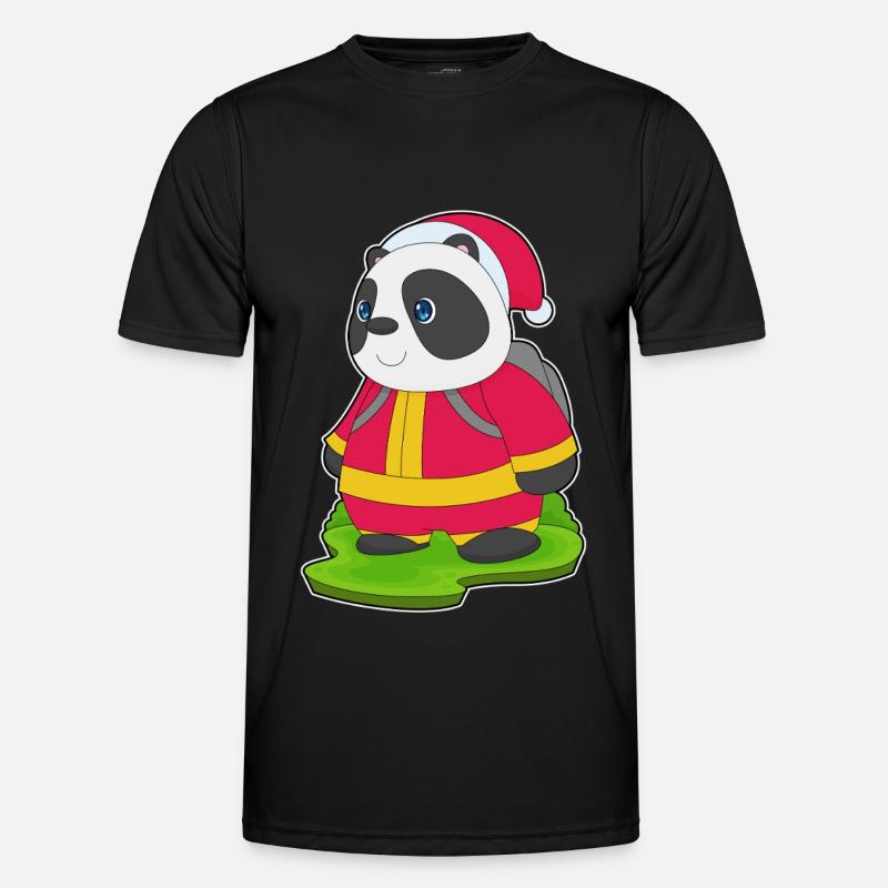 Panda Christmas Fire Brigade - Men's Functional T-Shirt - black
