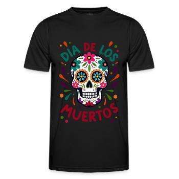 Totenkopf Mexico Día de los Muertos Skull - Männer Funktions-T-Shirt - Schwarz - Vorne - AI Model Male 178 dark (178cm)