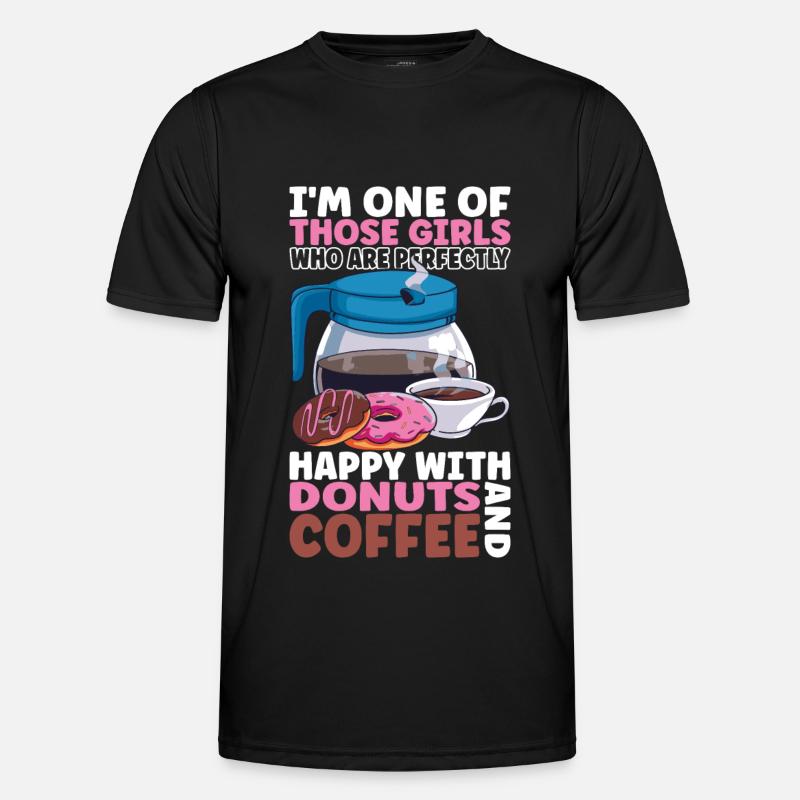 Kaffee Donuts - Männer Funktions-T-Shirt - Schwarz