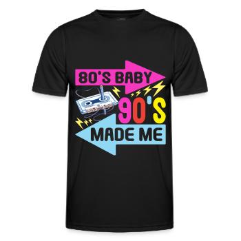 90s 90s 90s Party - Men's Functional T-Shirt - black - Front - AI Model Male 178 dark (178cm)