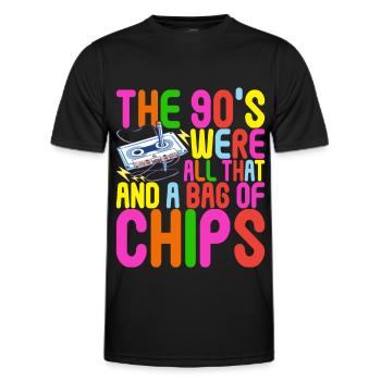 90s 90s 90s Party - Men's Functional T-Shirt - black - Front - AI Model Male 178 dark (178cm)