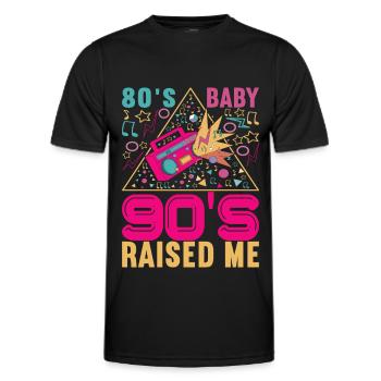 90s 90s 90s Party - Men's Functional T-Shirt - black - Front - AI Model Male 178 dark (178cm)