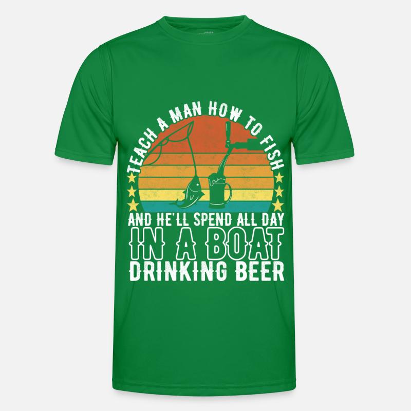Fischen Bier Angler Männer Funktions-T-Shirt