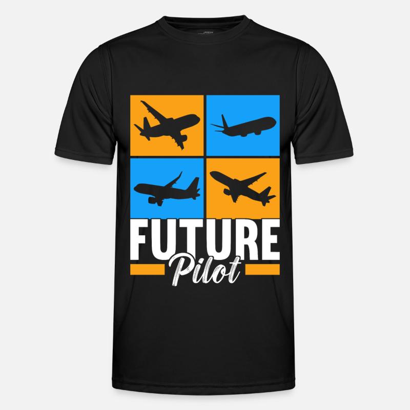 Pilot Flugzeug - Männer Funktions-T-Shirt - Schwarz