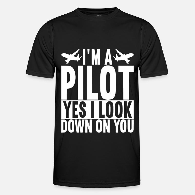 Pilot Flugzeug - Männer Funktions-T-Shirt - Schwarz