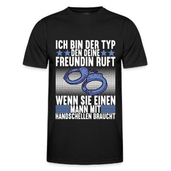 Polizei Polizist - Männer Funktions-T-Shirt - Schwarz - Vorne - AI Model Male 178 dark (178cm)