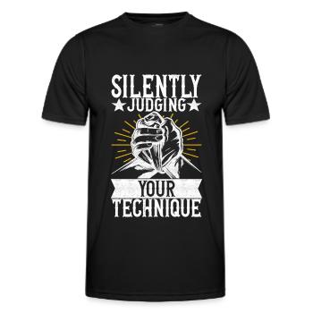 Arm wrestling arm wrestling - Men's Functional T-Shirt - black - Front - AI Model Male 178 dark (178cm)