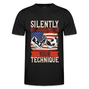 Arm wrestling arm wrestling - Men's Functional T-Shirt - black - Front - AI Model Male 178 dark (178cm)