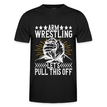 Arm wrestling arm wrestling - Men's Functional T-Shirt - black - Front - AI Model Male 178 dark (178cm)