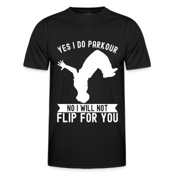 Parkour Freerunning - Männer Funktions-T-Shirt - Schwarz - Vorne - AI Model Male 178 dark (178cm)