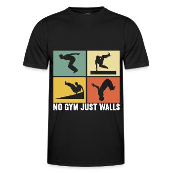 Parkour Freerunning - Männer Funktions-T-Shirt - Schwarz - Vorne - AI Model Male 178 dark (178cm)