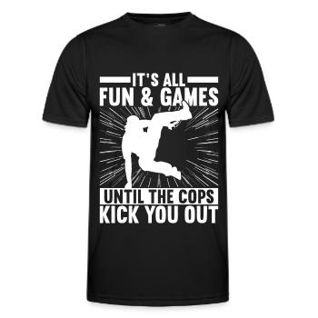 Parkour Freerunning - Männer Funktions-T-Shirt - Schwarz - Vorne - AI Model Male 178 dark (178cm)