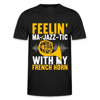 Horn Blechblasinstrument - Männer Funktions-T-Shirt - Schwarz - Vorne - AI Model Male 178 dark (178cm)