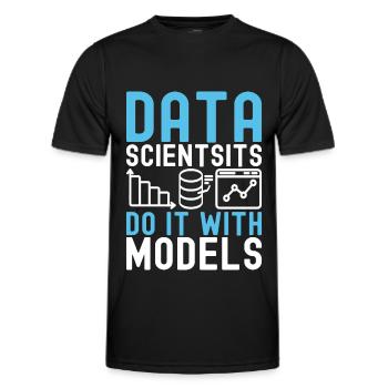 Analyste de données en science des données - T-shirt sport Homme - noir - Devant - AI Model Male 178 dark (178cm)
