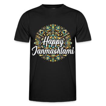 Joyeux festival indien Janmashtami Hindouisme, - T-shirt sport Homme - noir - Devant - AI Model Male 178 dark (178cm)