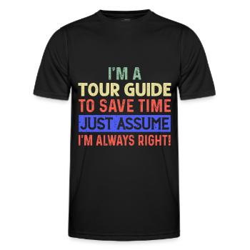 Tour guide in A Tour Guide To Save Time - Men's Functional T-Shirt - black - Front - AI Model Male 178 dark (178cm)