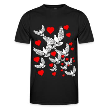 Doves of Peace Hearts World Peace Peace Movement - Men's Functional T-Shirt - black - Front - AI Model Male 178 dark (178cm)